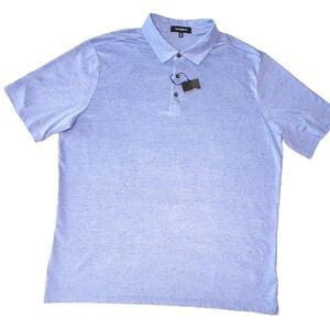 Westzeroone Mens XXL Light Blue Slub Texture Short‎ Sleeve Polo Shirt NWT